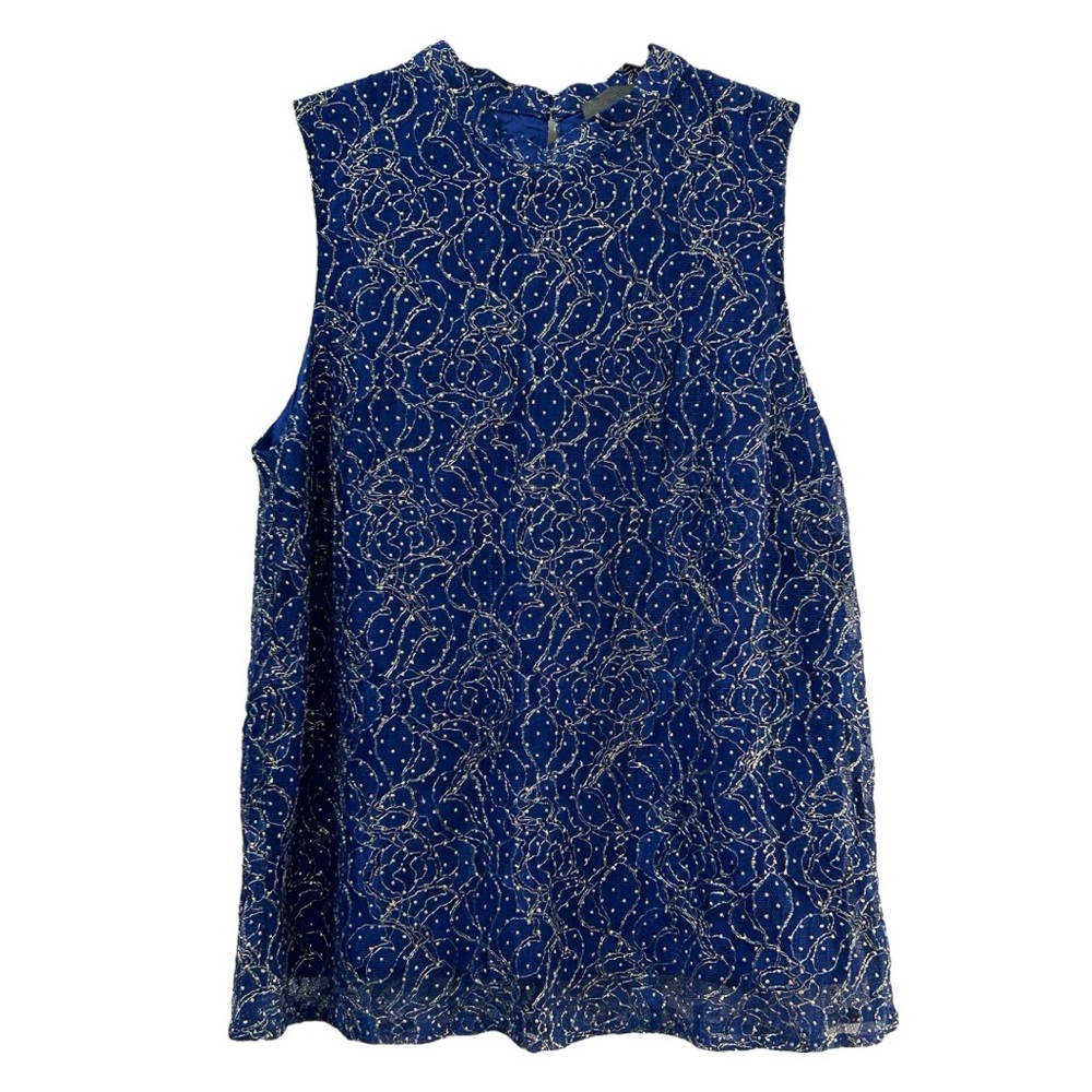 Sunday in Brooklyn Women’s Ruthie Metallic Lace Sleeveless Beaded Top  Sz S‎